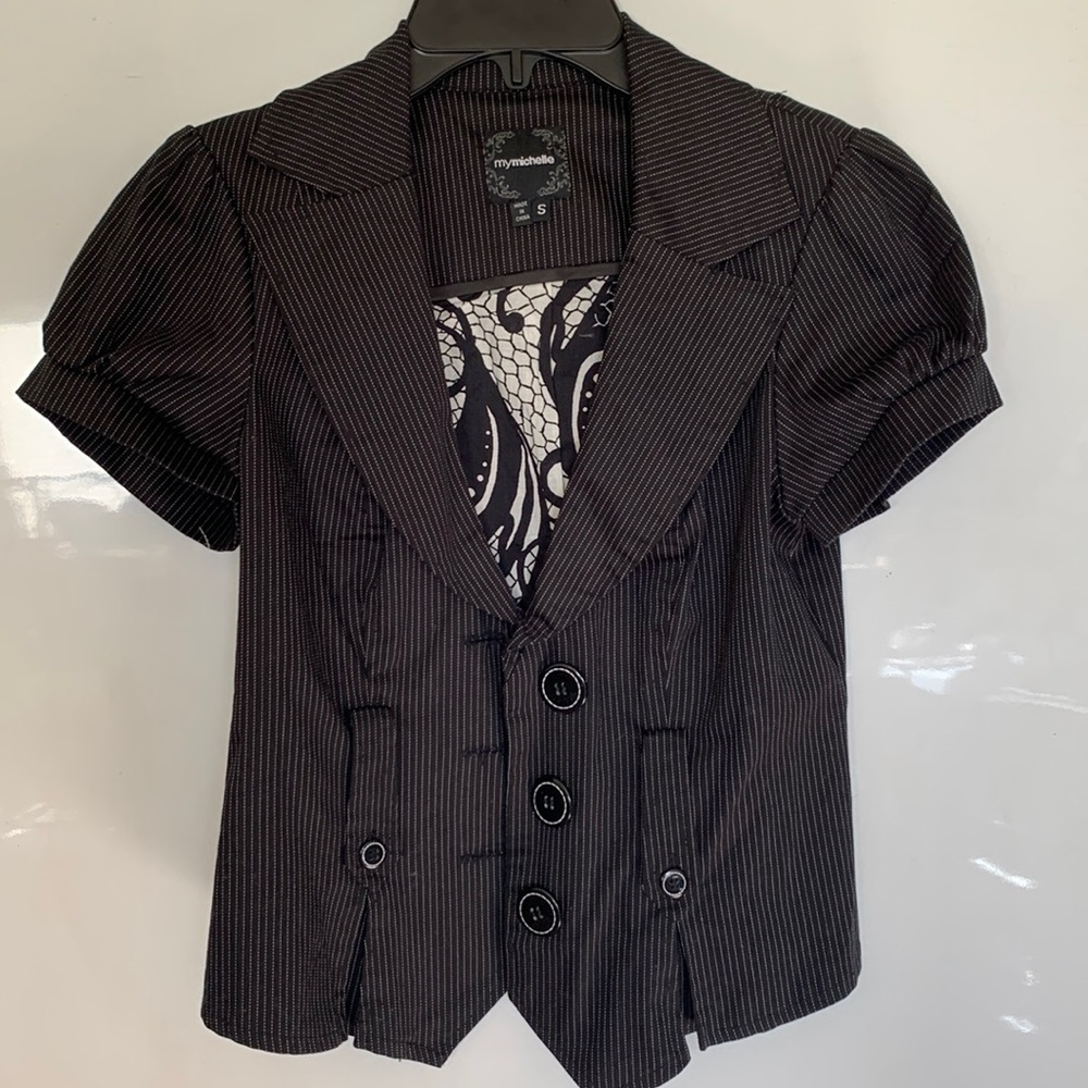 My Michelle Black Pinstripe Jacket